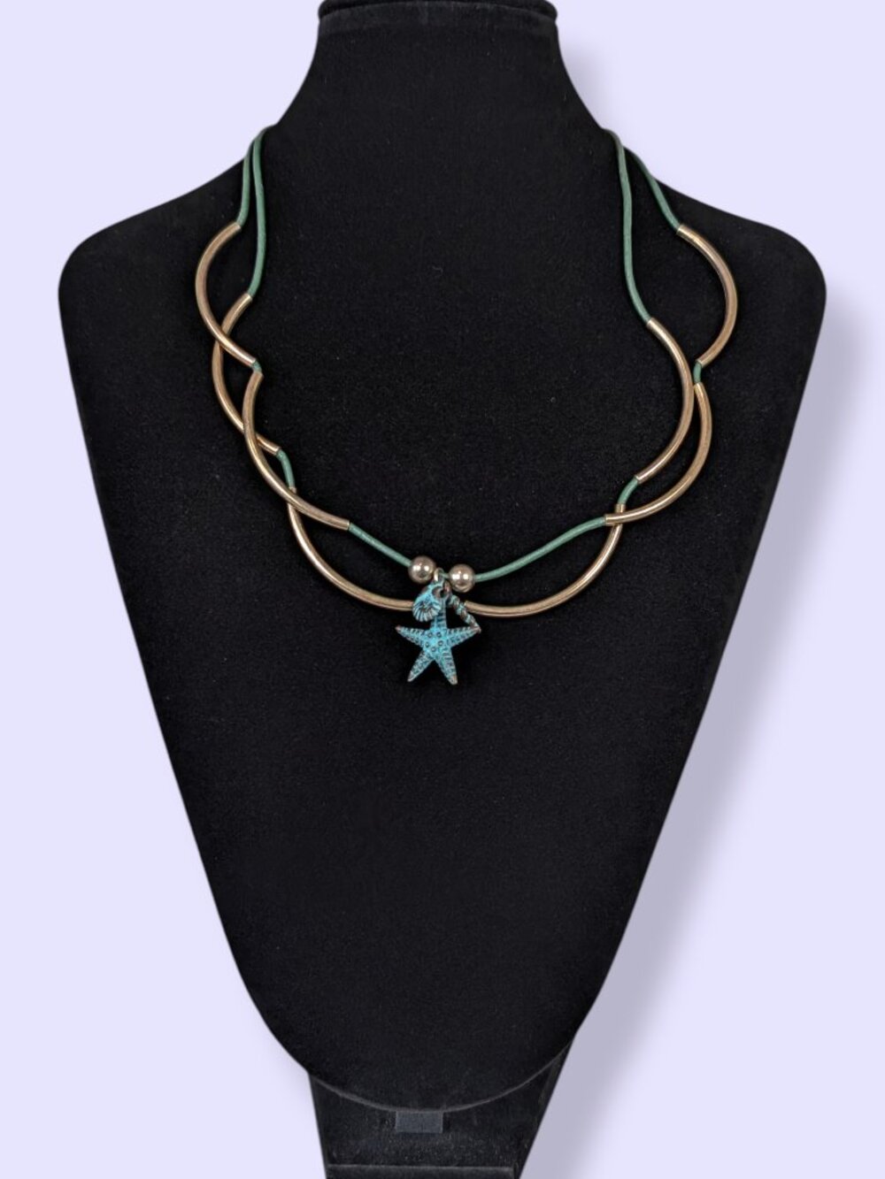 Lizzy James Green Leather Nautical Charm Convertible Necklace/Bracelet